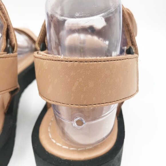 ZARA Bow Velcro Tan Flat Neutral Beige Square Toe Sandals Womens 6.5 - Picture 9 of 12